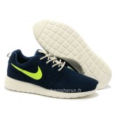 Nike Roshe Run pour Homme Bleu Marine Blanc Vert Roshe Run Junior Vente Privee